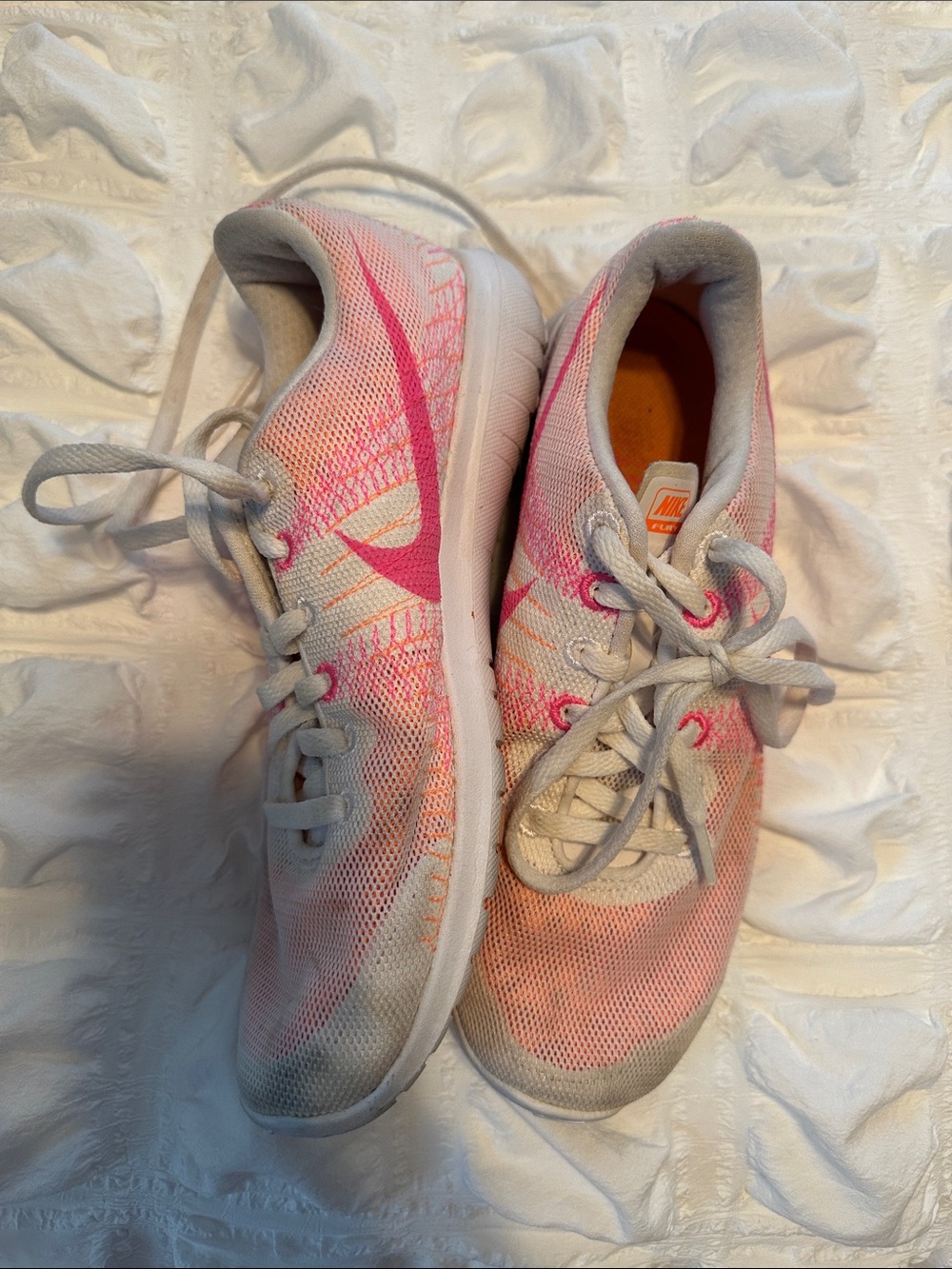 Nike Women's Pink and White Running Sneakers size  6.5